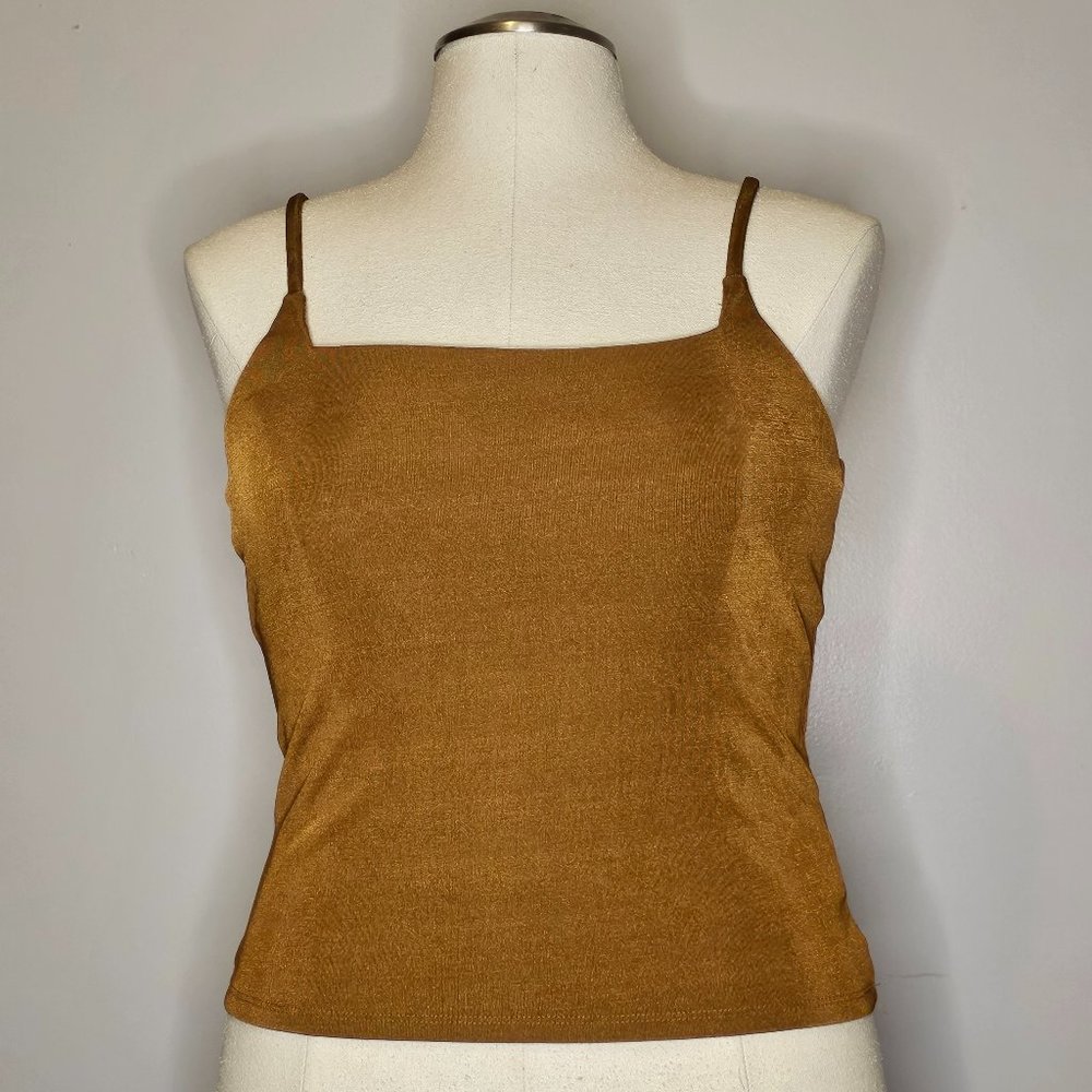 Square neck stretchy spaghetti strap tank top